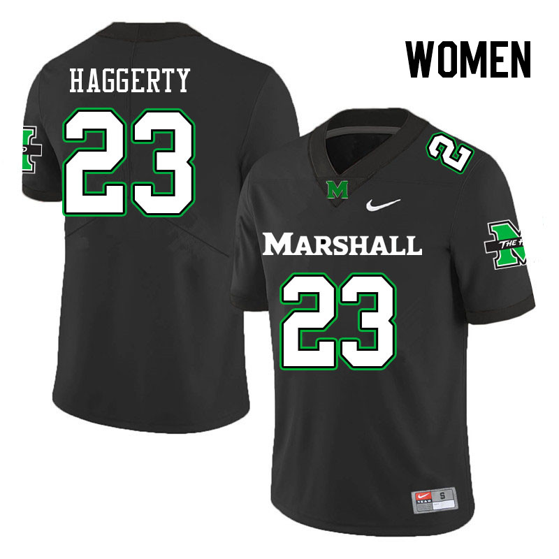 Women #23 Justin Haggerty Marshall Thundering Herd College Football Jerseys Stitched-Black